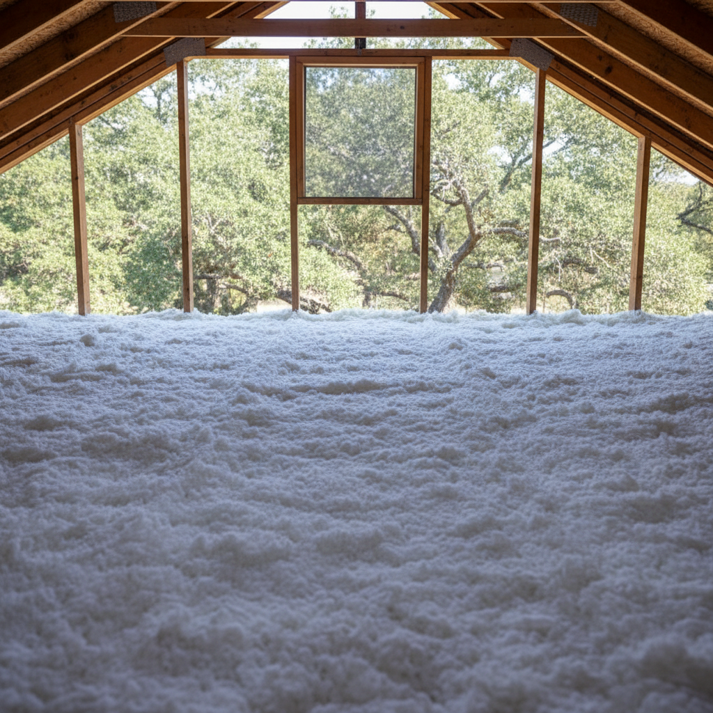 Completed attic insulation work at a residential property in Leander, TX