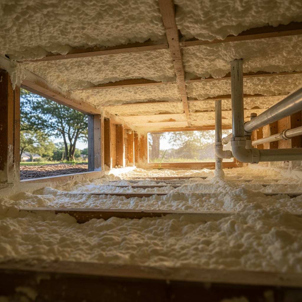 Completed crawl space insulation work at a residential property in Cibolo, TX