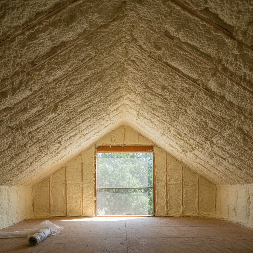 Completed open cell spray foam work at a residential property in Round Rock, TX