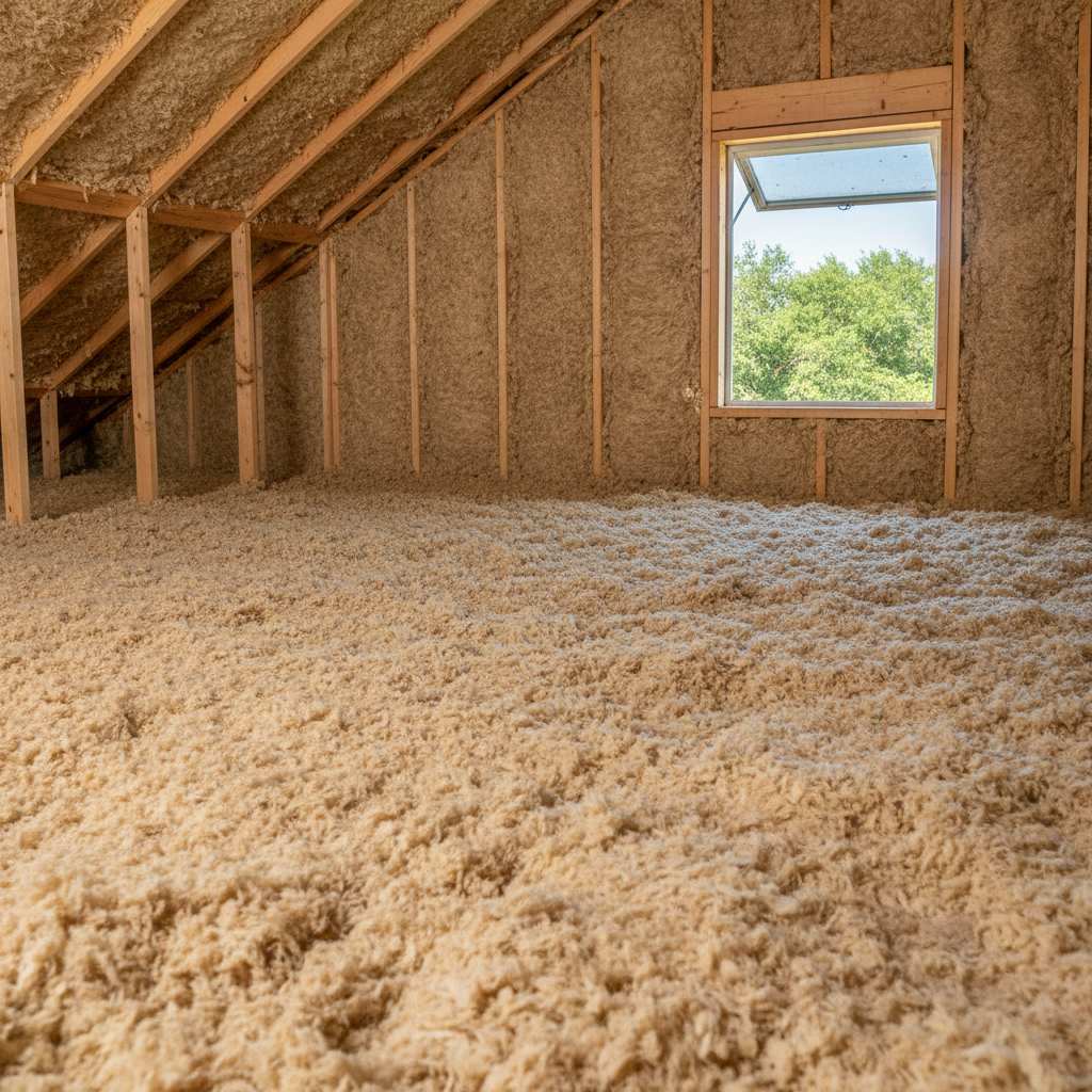 Completed attic insulation work at a residential property in Pflugerville, TX