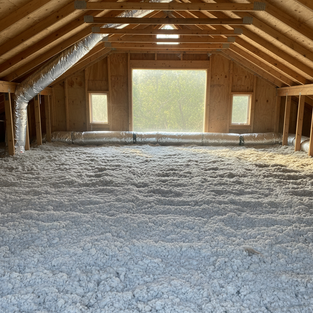 Completed attic insulation work at a residential property in Leander, TX