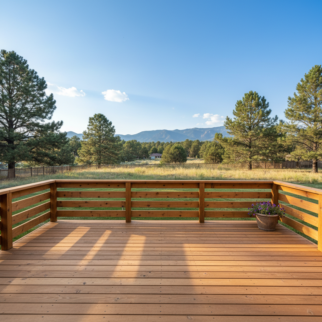 Completed wooden decks work at a residential property in Littleton, CO