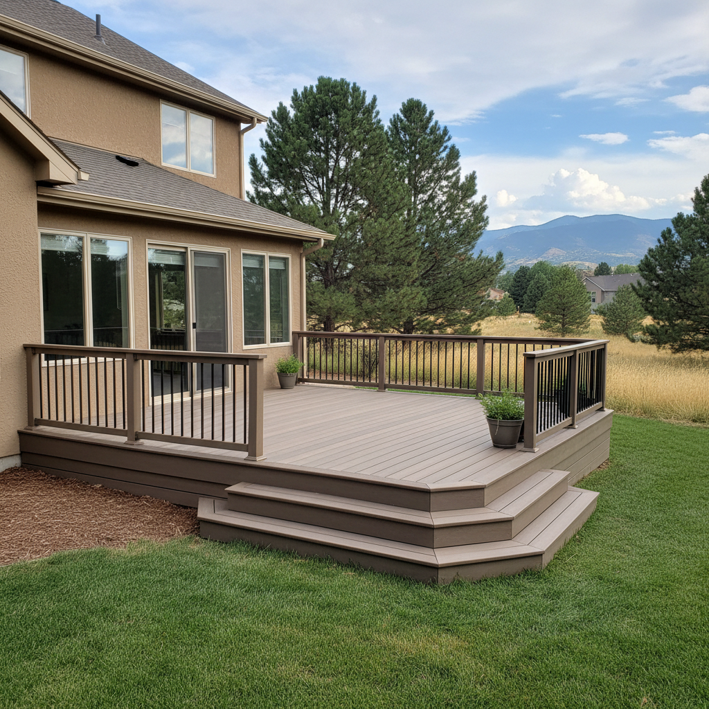 Completed trex decks work at a residential property in Littleton, CO