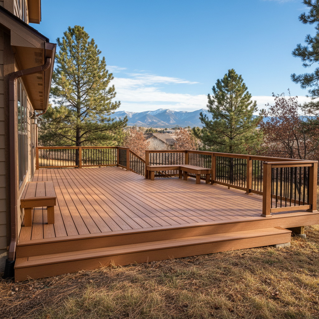 Completed composite decks work at a residential property in Littleton, CO