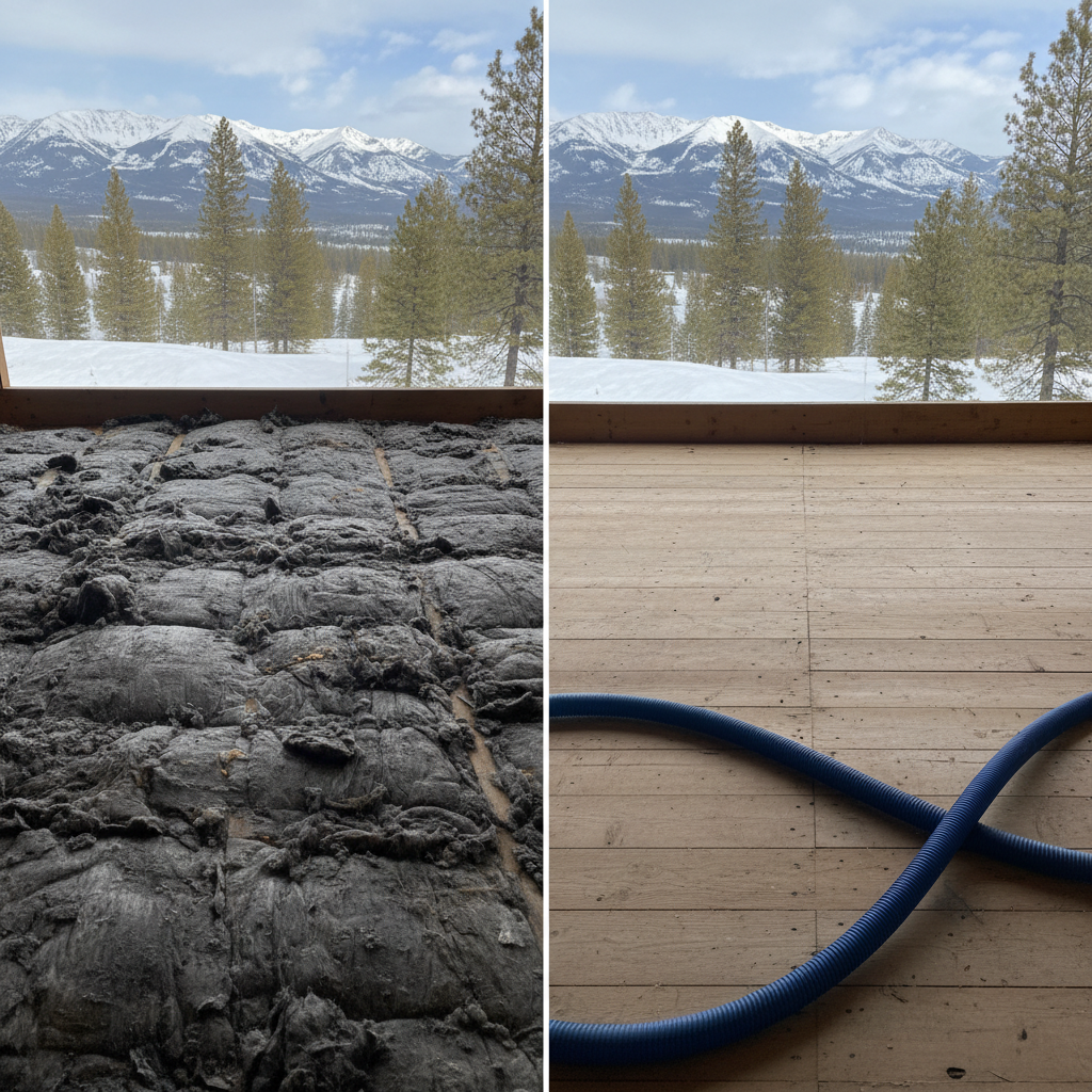 Completed insulation removal work at a residential property in Big Sky, MT
