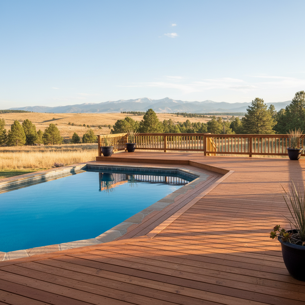 Completed pool decks work at a residential property in Golden, CO