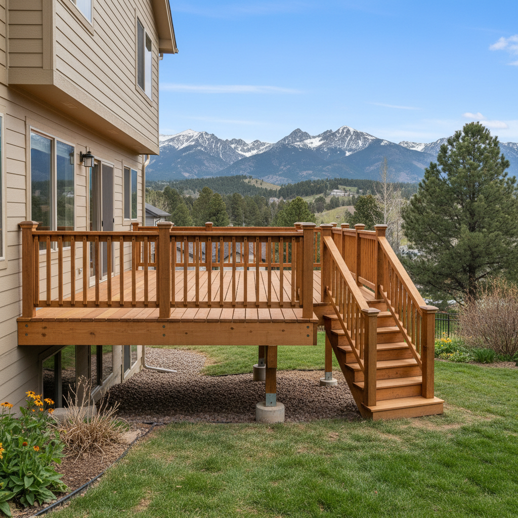 Completed deck construction work at a residential property in Golden, CO