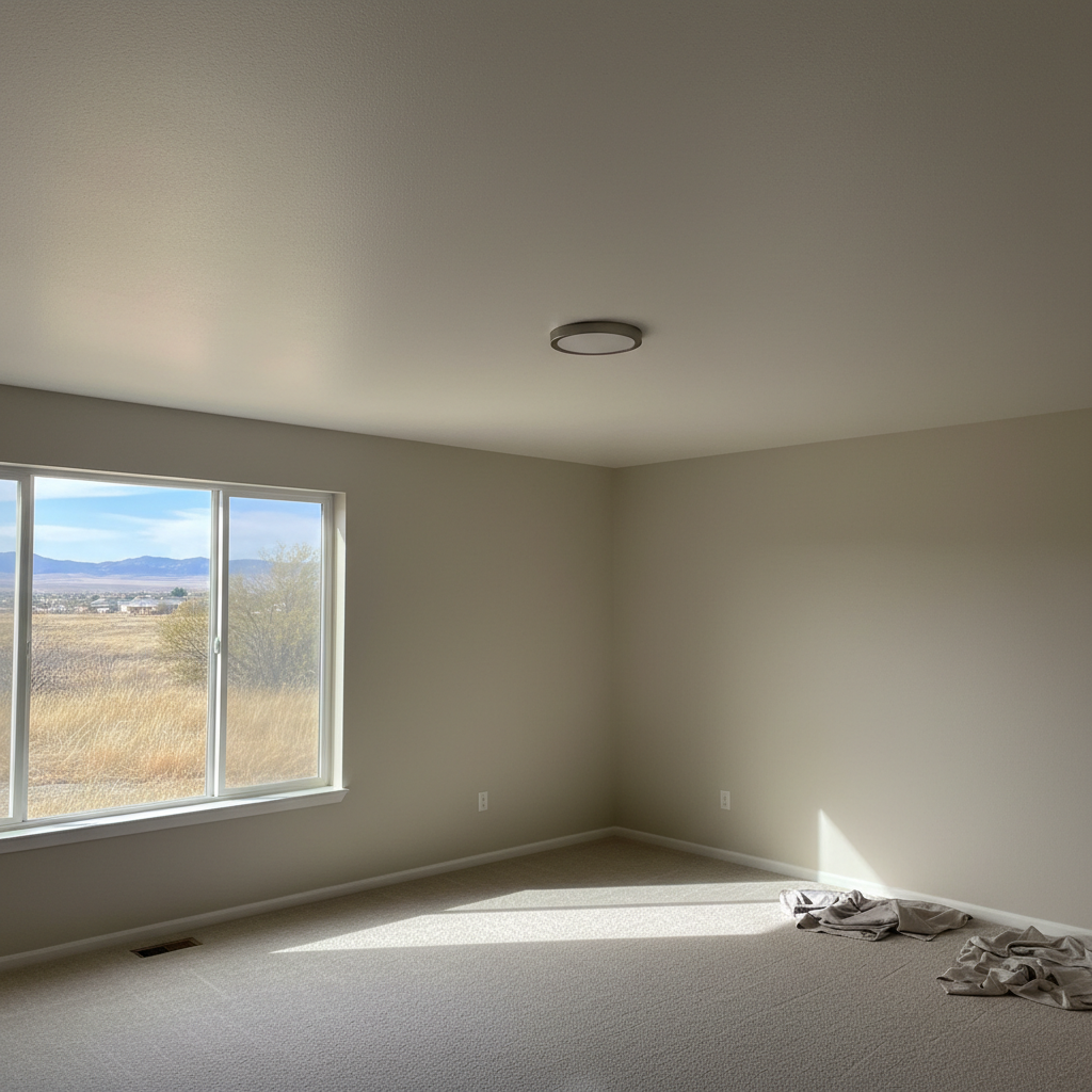 Completed popcorn ceiling removal work at a residential property in West Valley City, UT