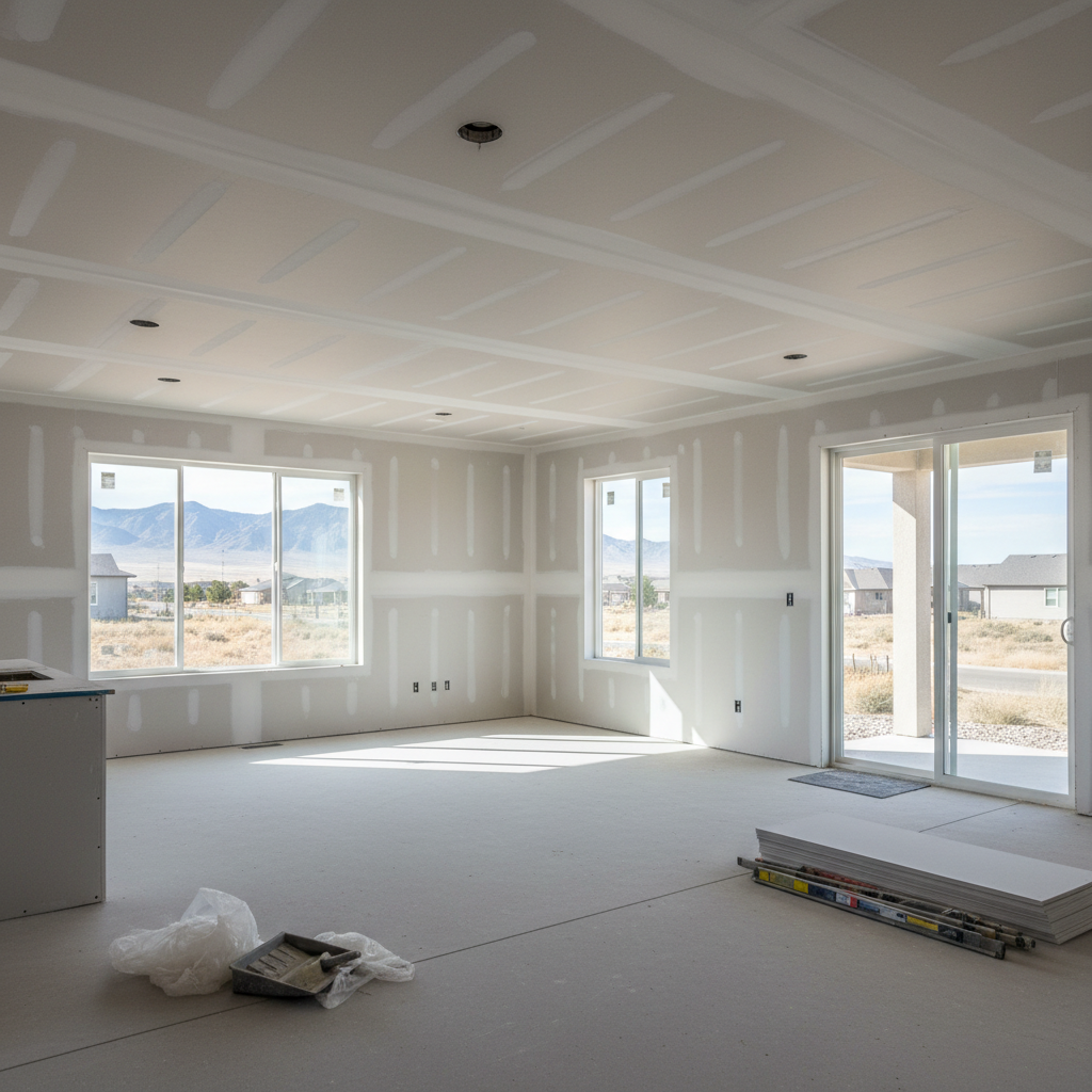 Completed drywall hanging work at a residential property in West Jordan, UT