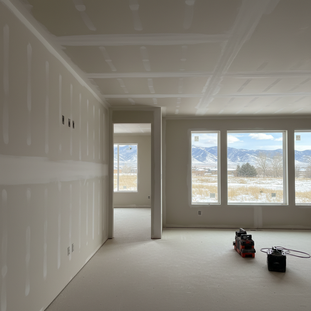 Completed drywall hanging work at a residential property in West Valley City, UT