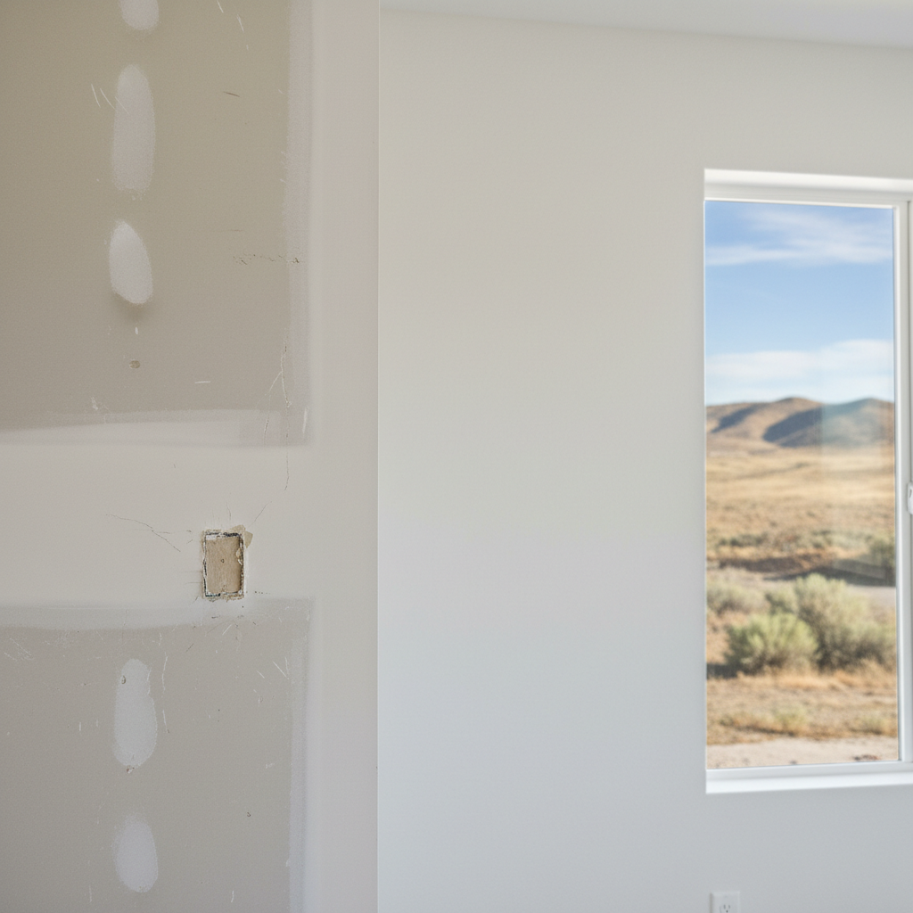 Completed drywall priming work at a residential property in Orem, UT