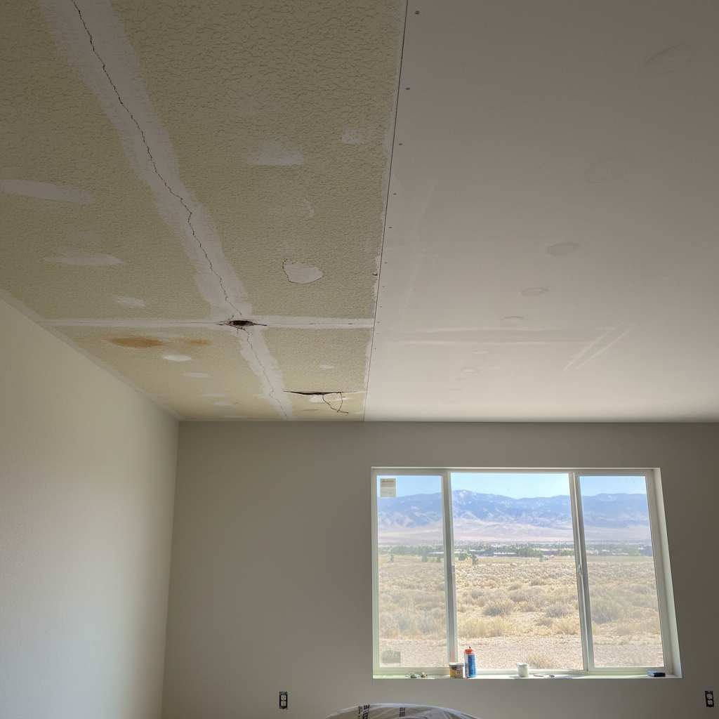 Completed ceiling drywall installation work at a residential property in Sandy, UT