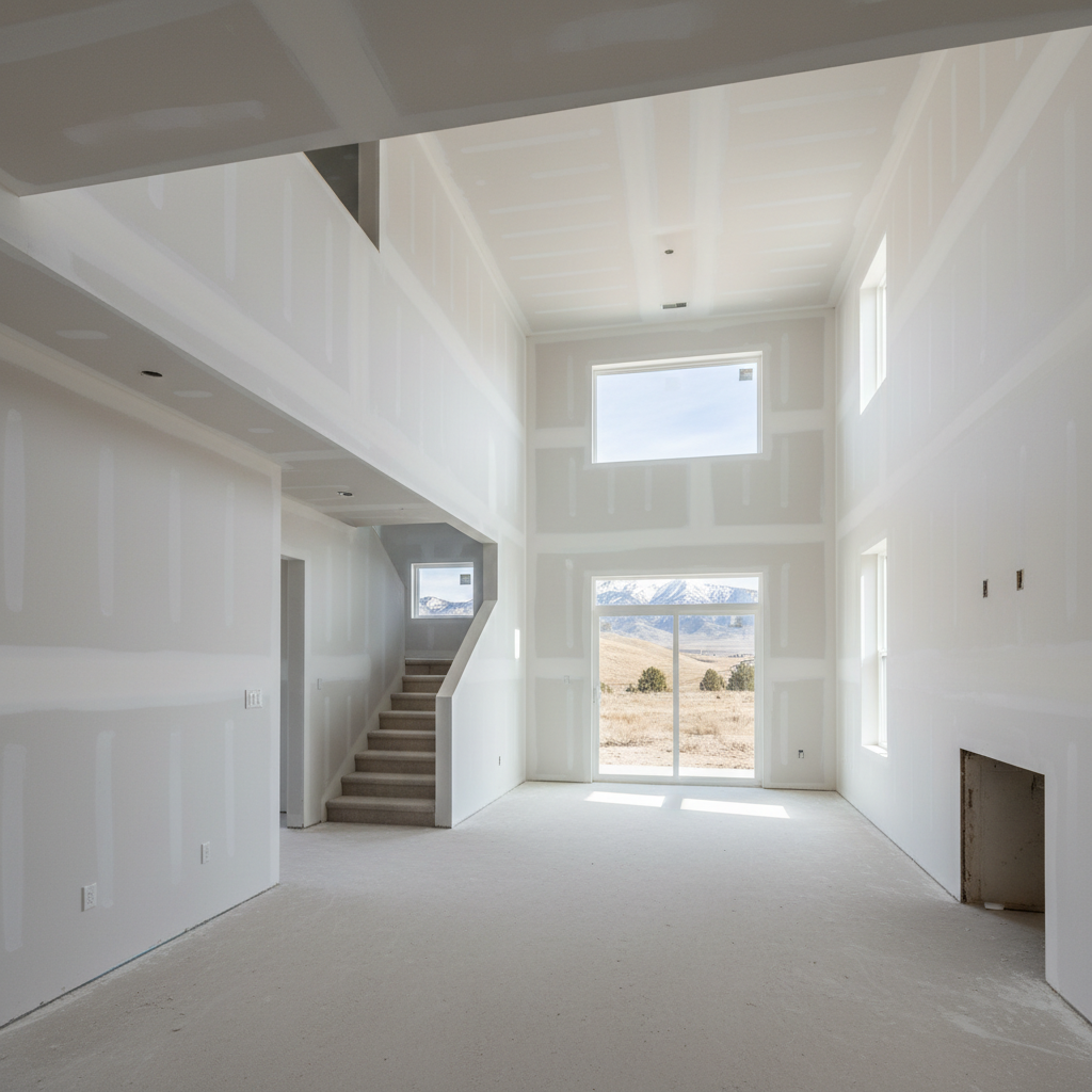 Completed sheetrock installation work at a residential property in Sandy, UT