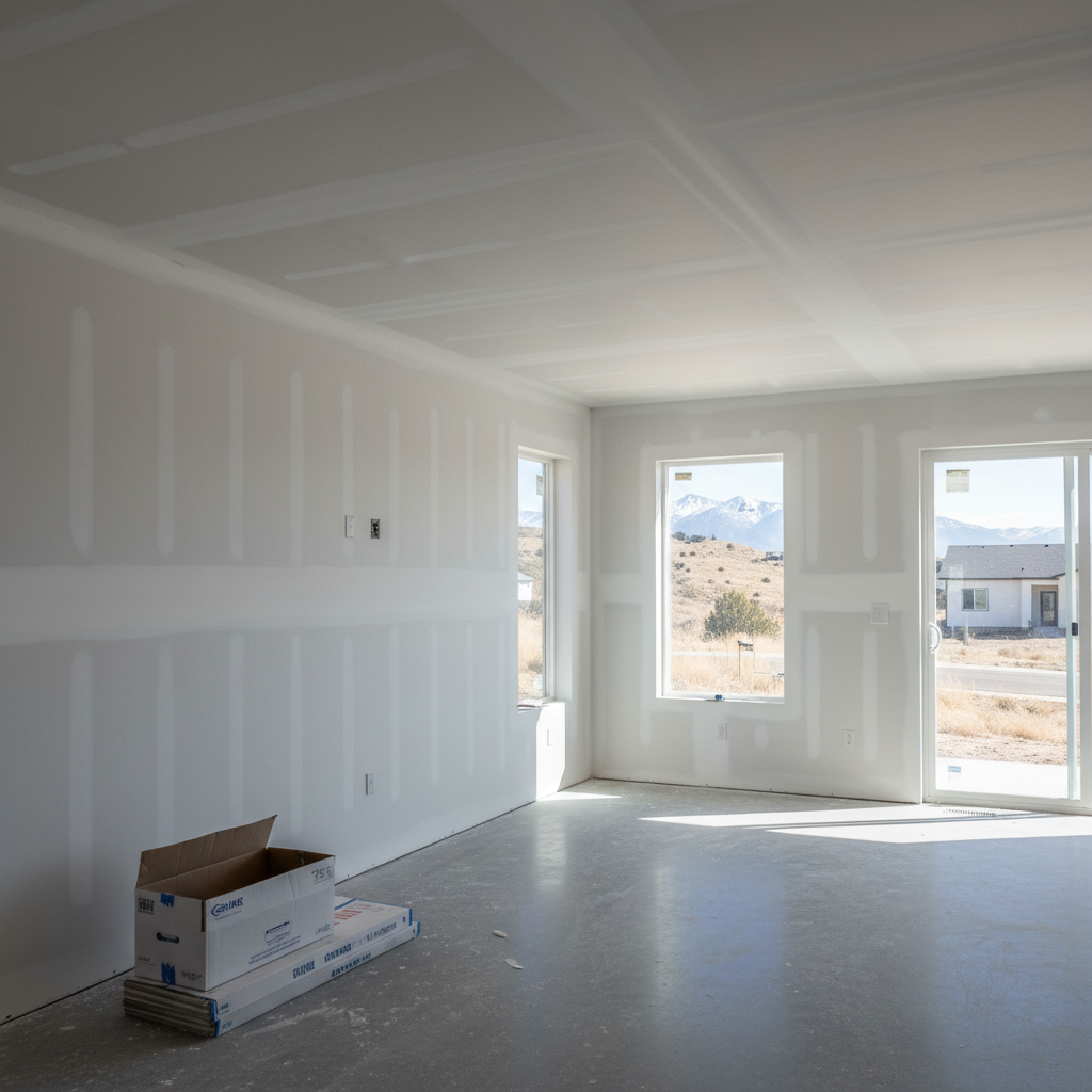 Completed drywall hanging work at a residential property in Sandy, UT