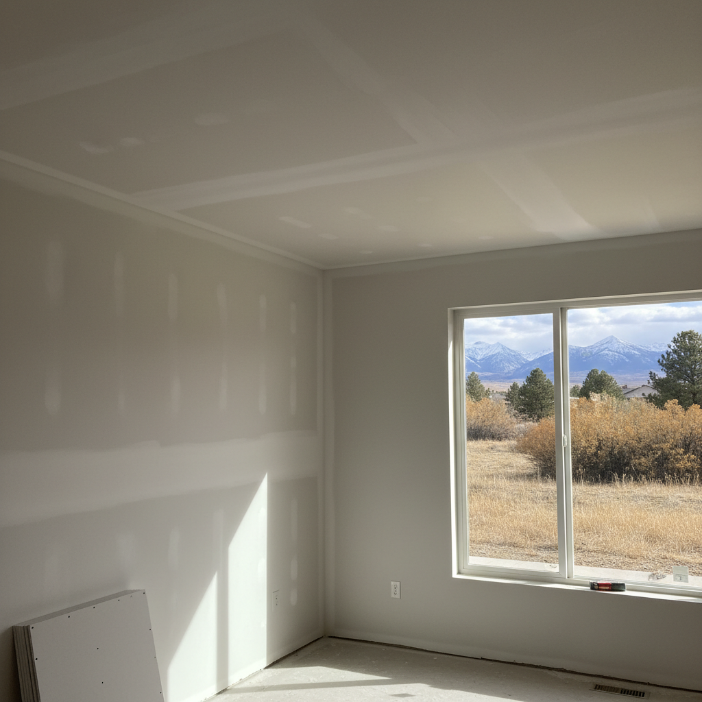 Completed drywall taping and mudding work at a residential property in Ogden, UT