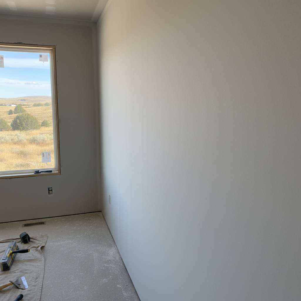 Completed drywall installation work at a residential property in Layton, UT