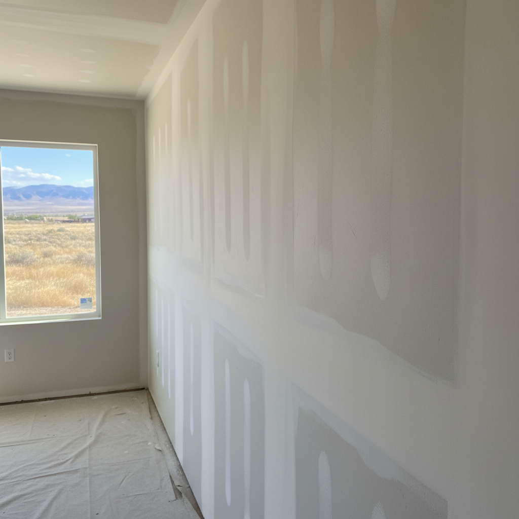 Completed drywall taping and mudding work at a residential property in Layton, UT