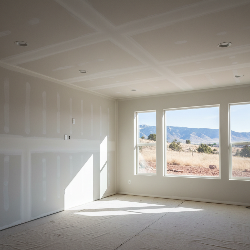 Completed drywall installation work at a residential property in Sandy, UT