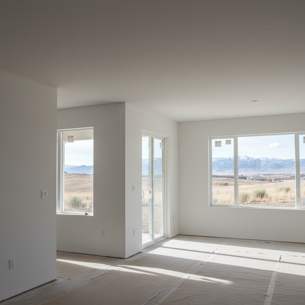 Completed drywall priming work at a residential property in Lehi, UT