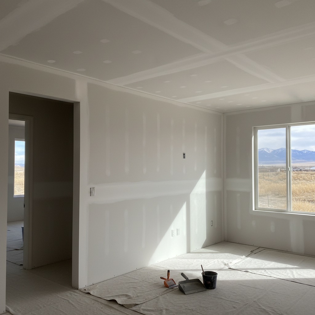 Completed drywall installation work at a residential property in Taylorsville, UT