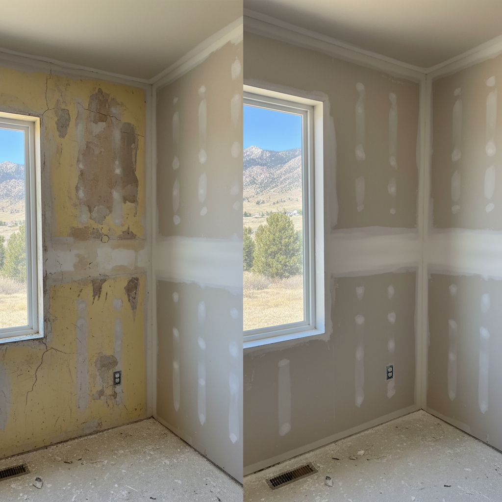 Completed drywall hanging work at a residential property in Millcreek, UT