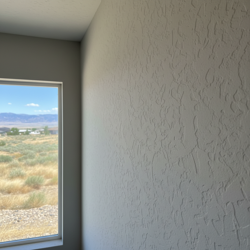 Completed drywall texturing work at a residential property in Layton, UT
