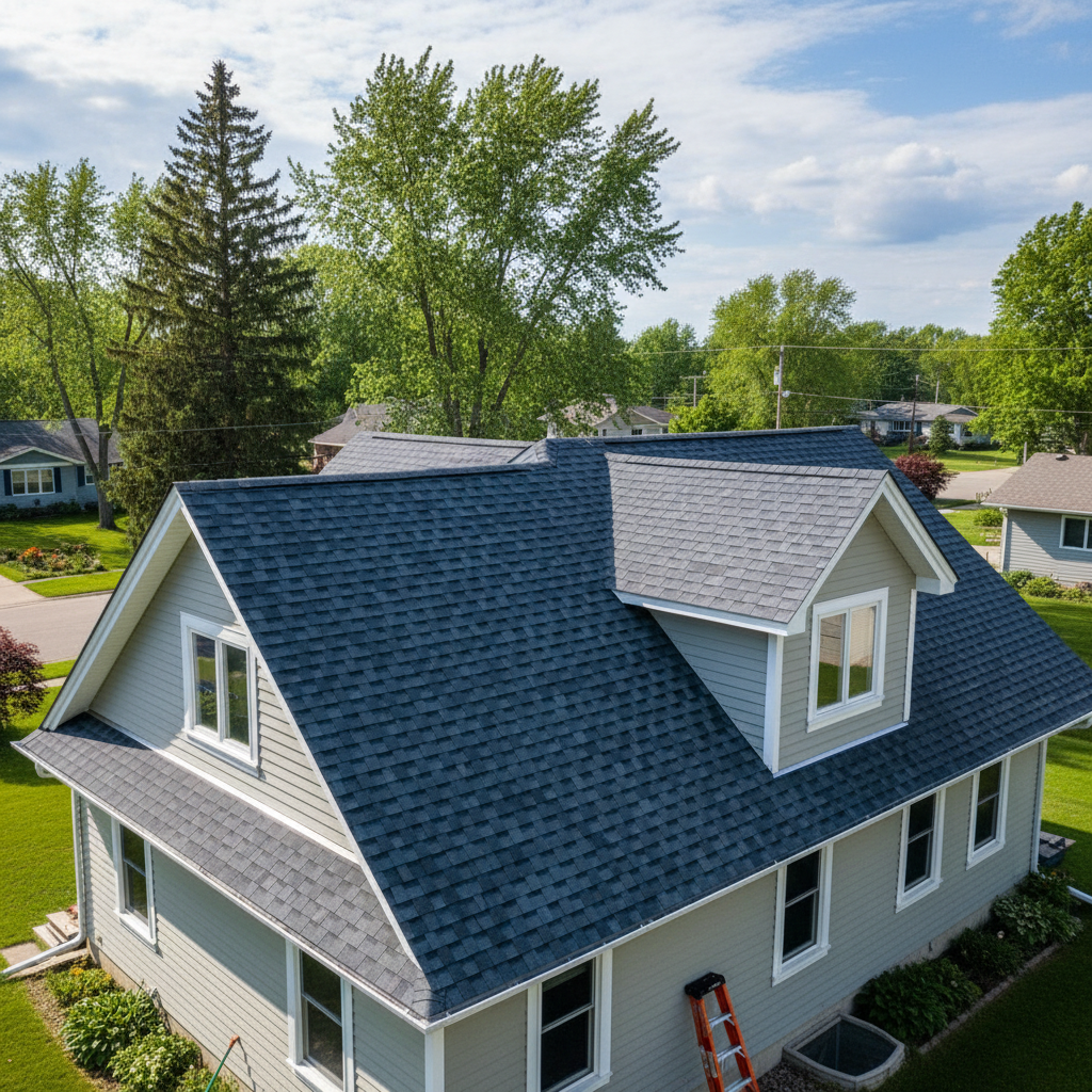 Completed roof replacement work at a residential property in Superior, WI