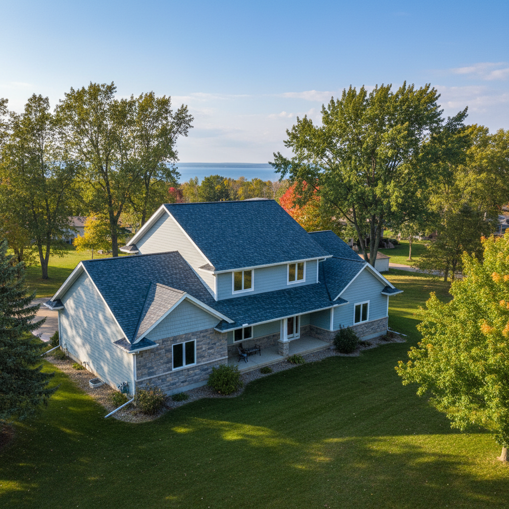 Completed roof repair work at a residential property in Superior, WI