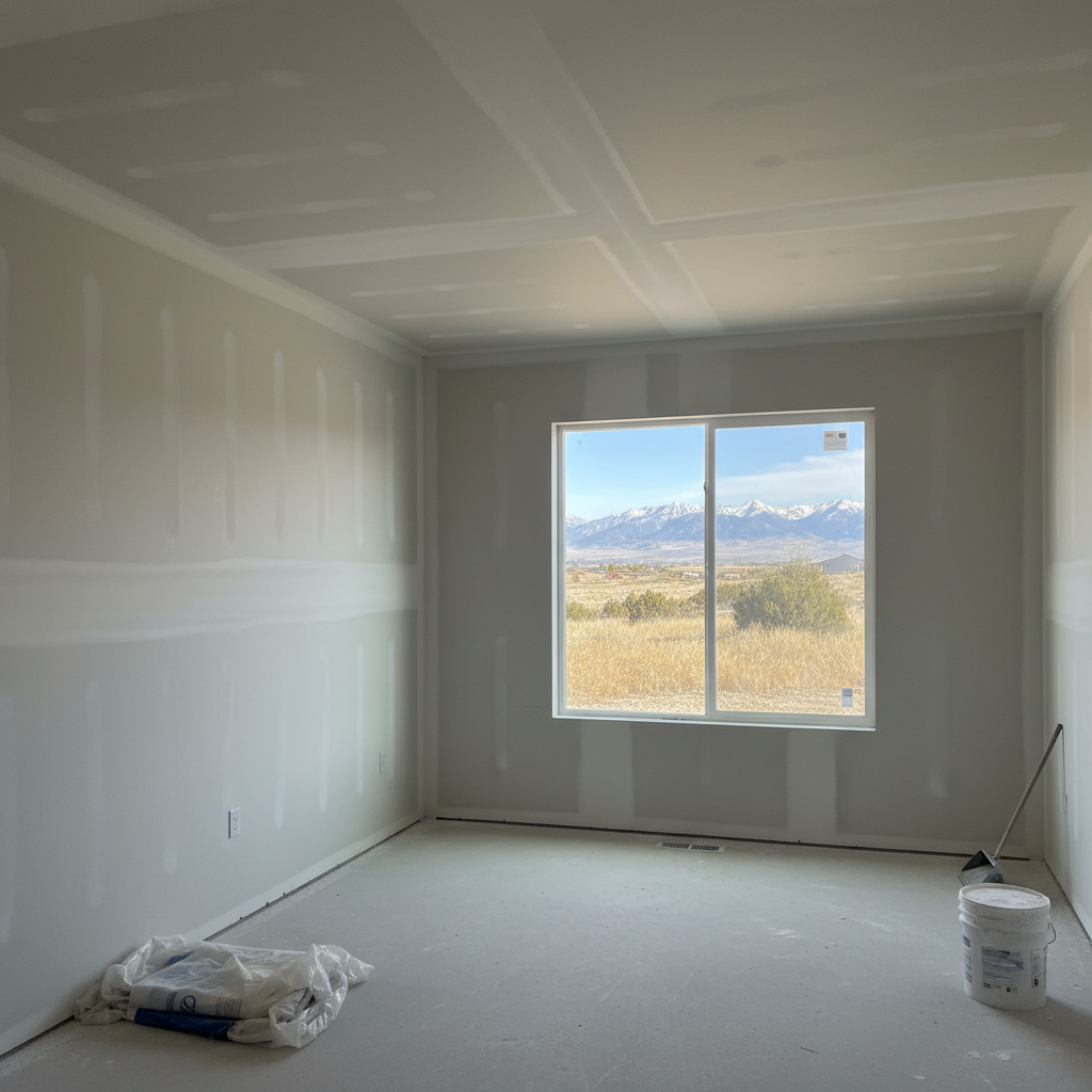 Completed drywall installation work at a residential property in Taylorsville, UT