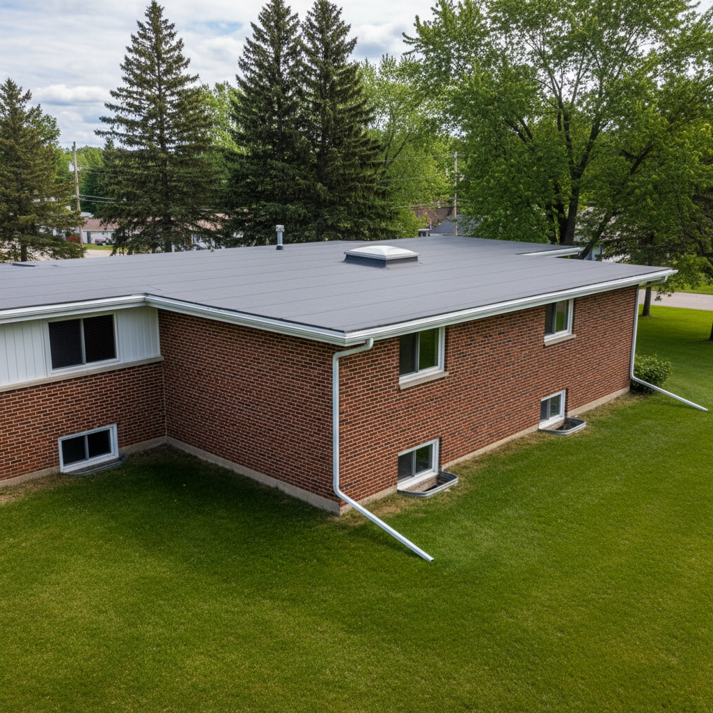 Completed flat roofing work at a residential property in Superior, WI