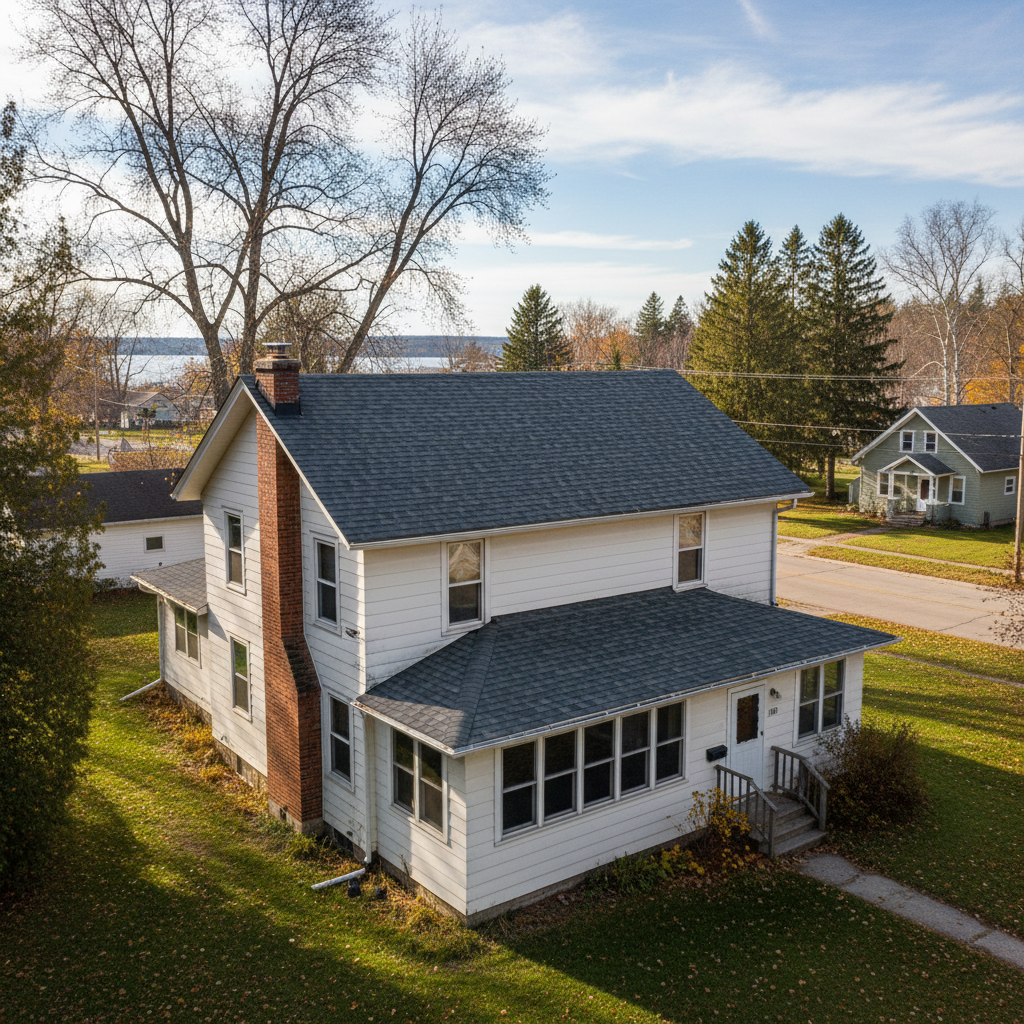 Completed roof replacement work at a residential property in Superior, WI