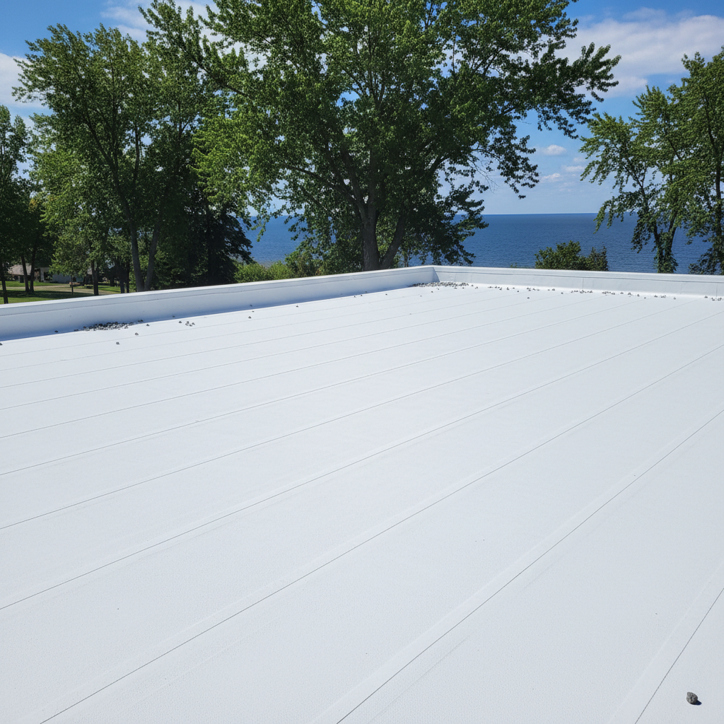 Completed commercial tpo roofing work at a residential property in Superior, WI