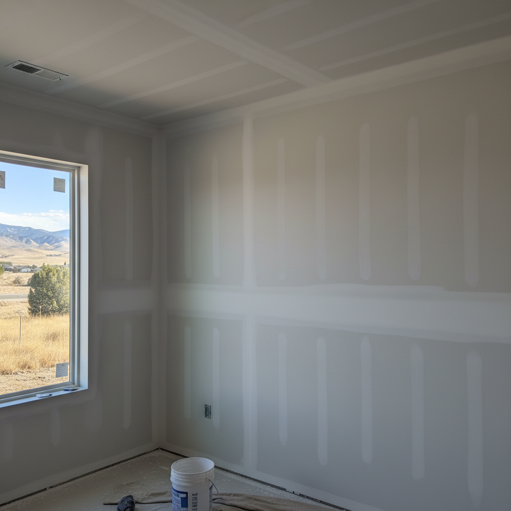 Completed drywall taping and mudding work at a residential property in Taylorsville, UT