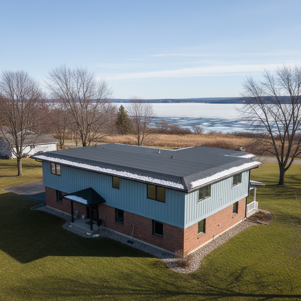 Completed flat roofing work at a residential property in Superior, WI