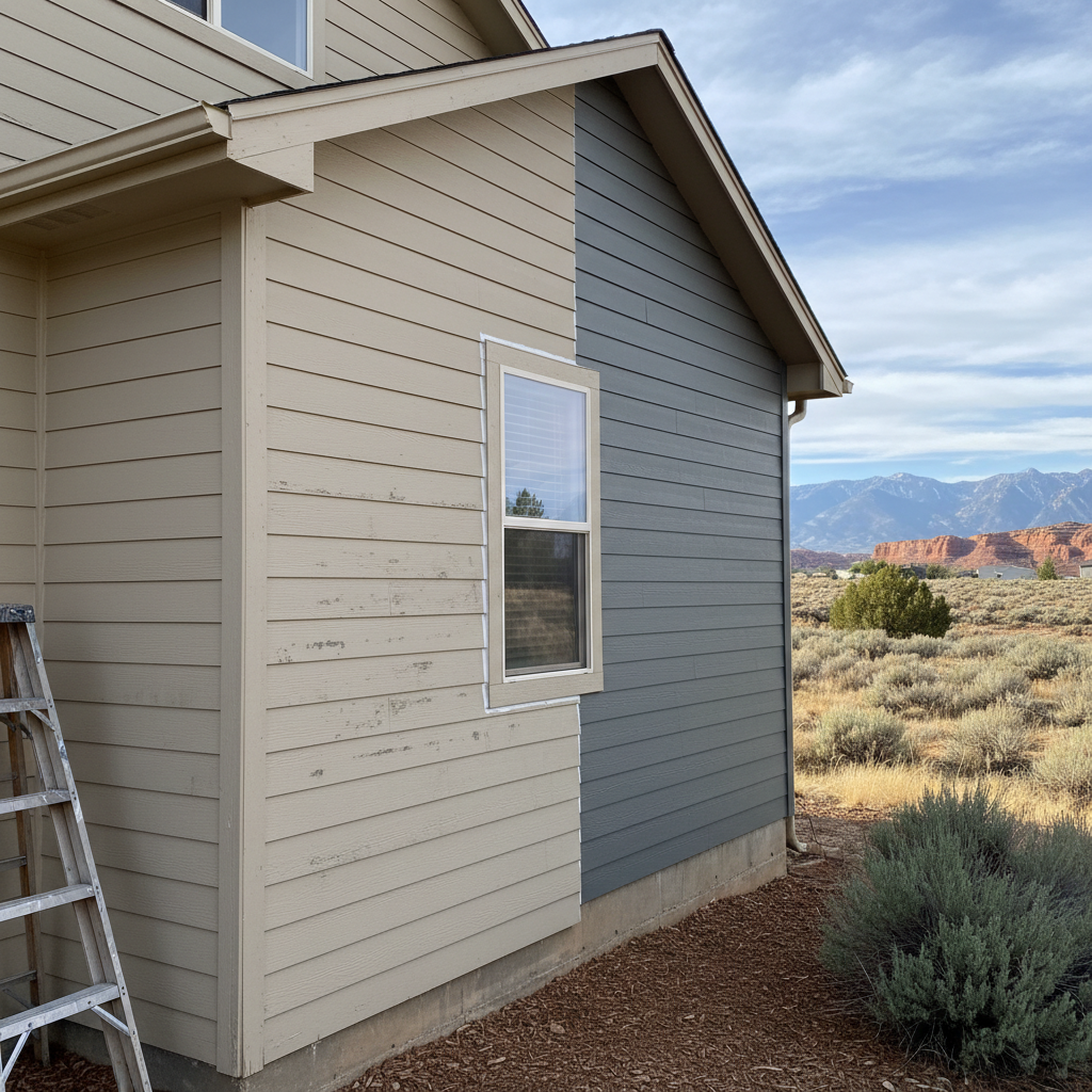 Completed cement siding work at a residential property in Sandy, UT