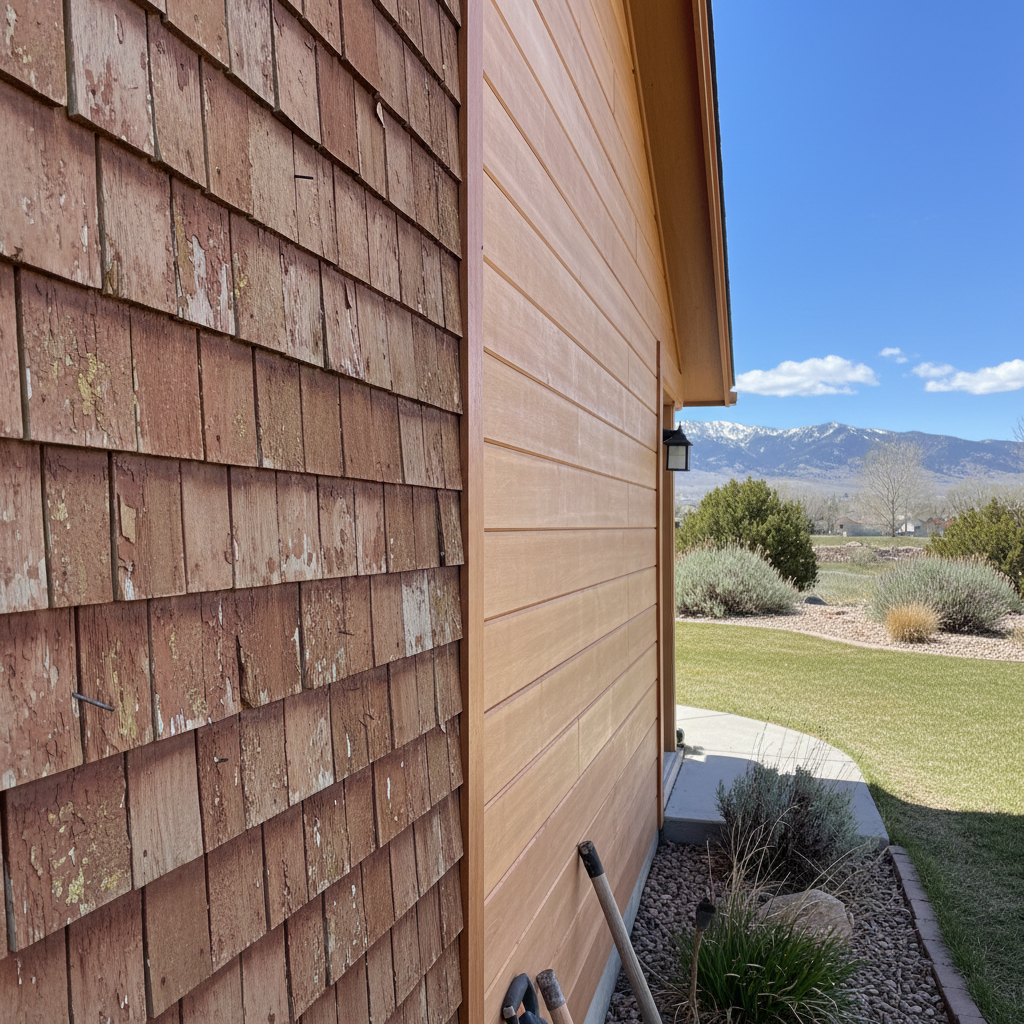 Completed wooden siding work at a residential property in Orem, UT