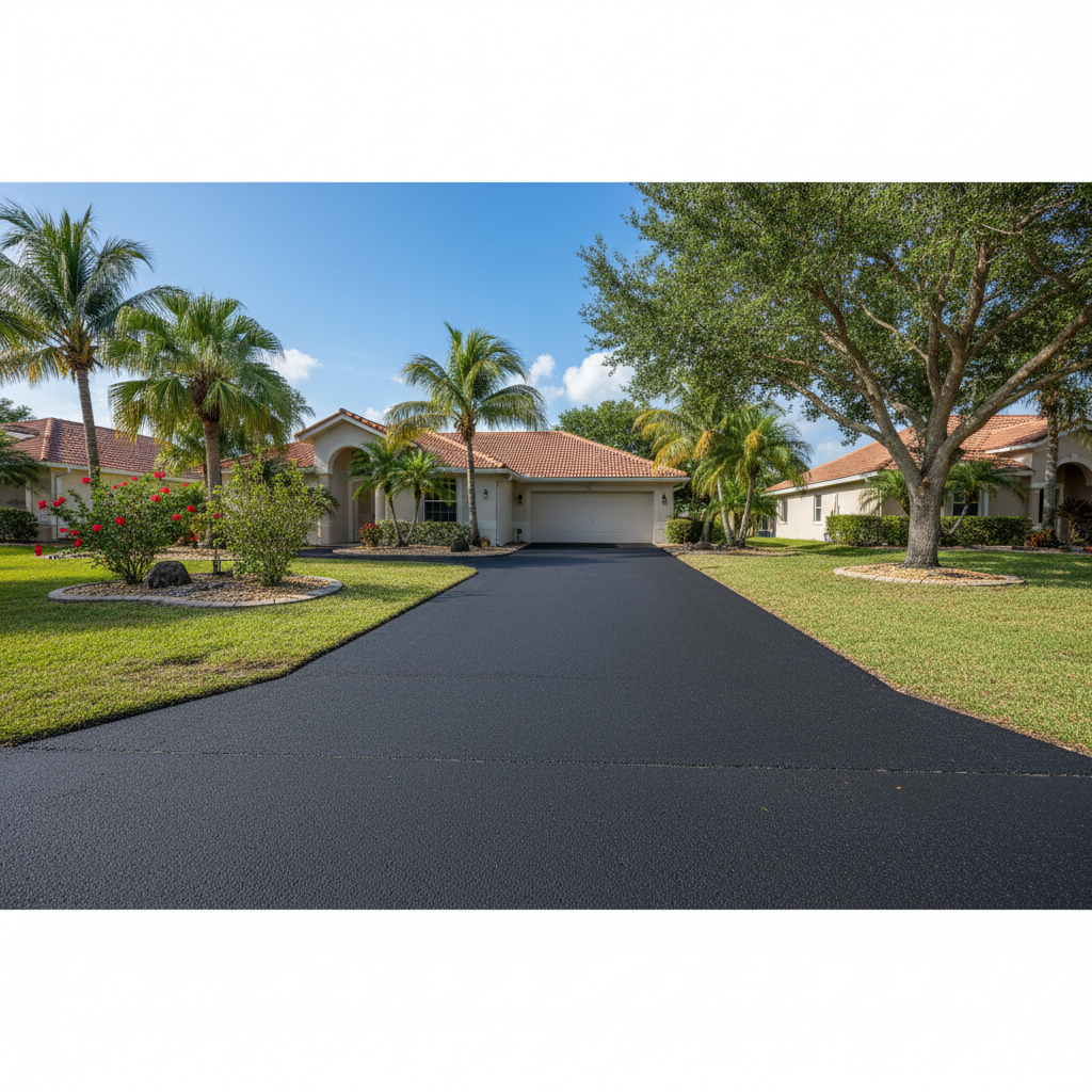 Completed asphalt paving work at a residential property in Bradenton, FL