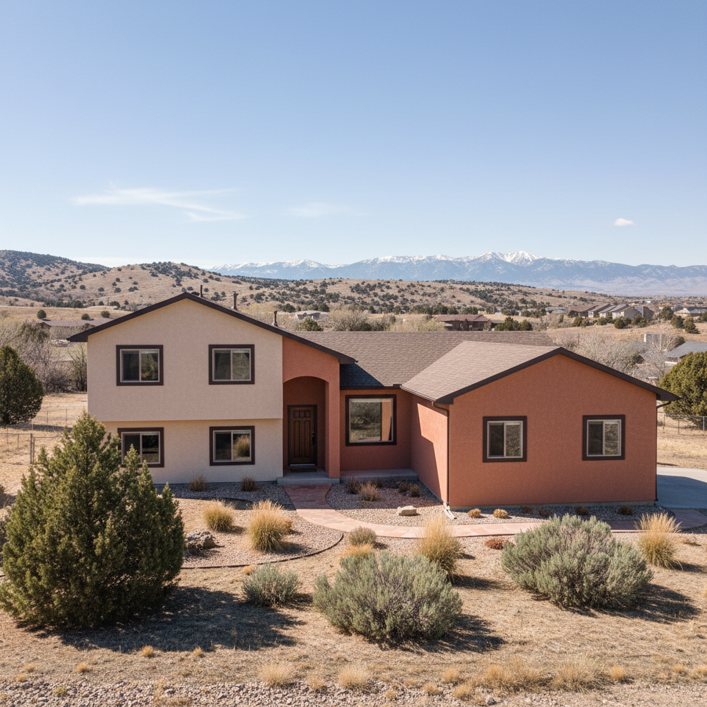 Completed stucco painting work at a residential property in West Valley City, UT