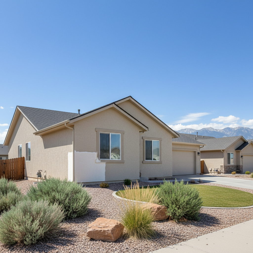 Completed stucco repair work at a residential property in Sandy, UT