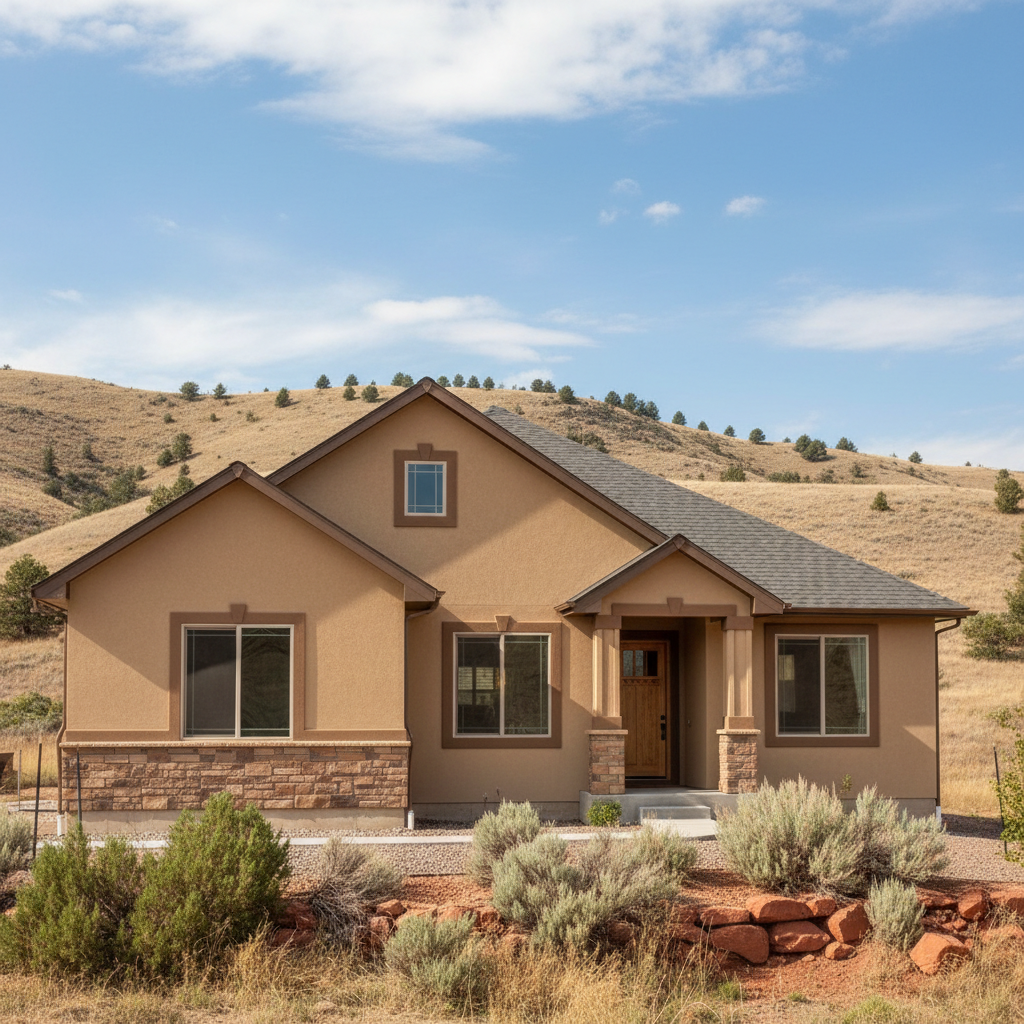 Completed stucco installation work at a residential property in Layton, UT