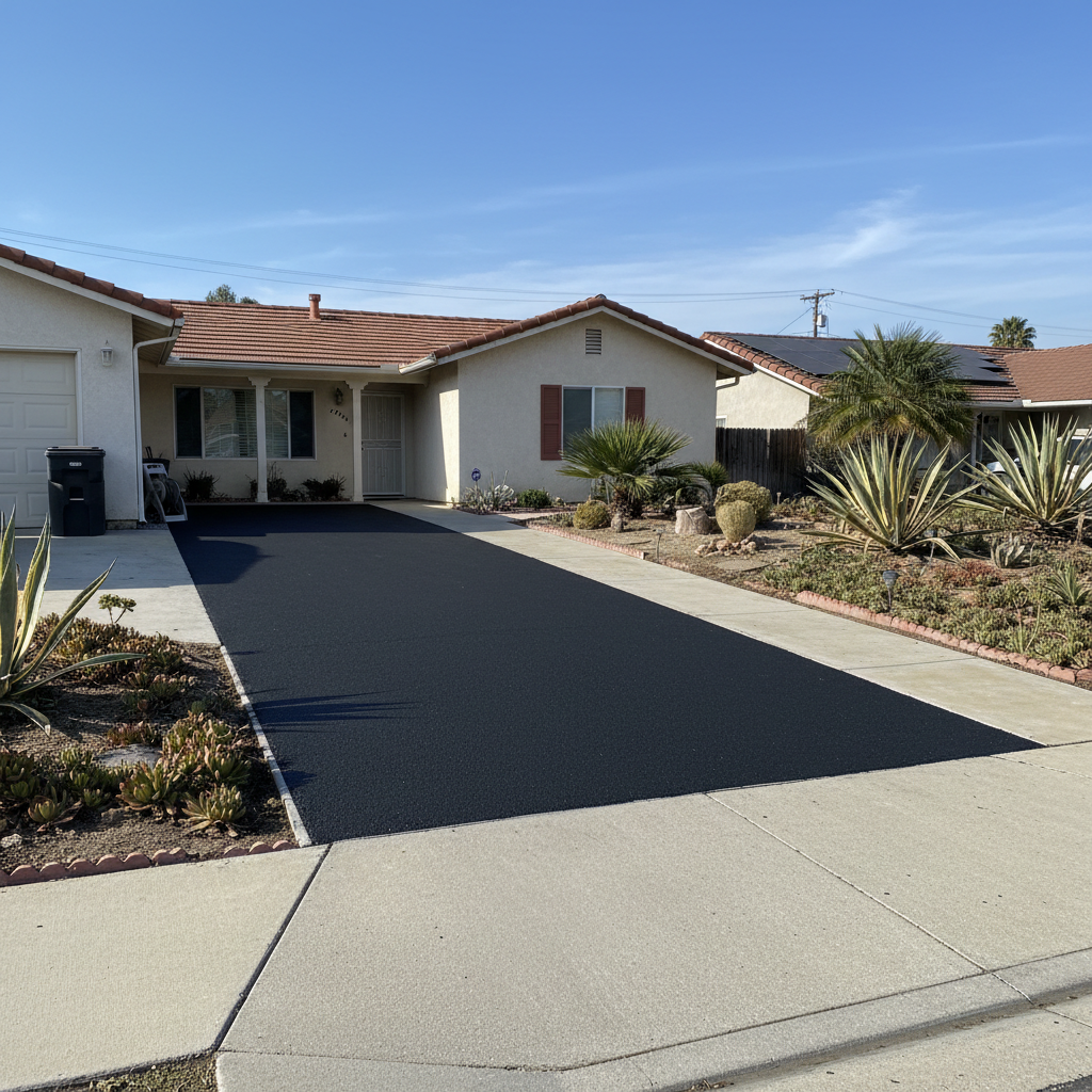 Completed asphalt paving work at a residential property in Van Nuys, CA
