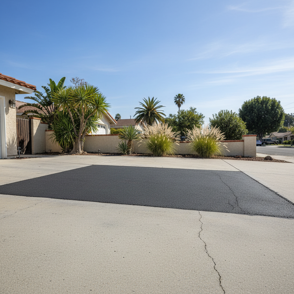Completed asphalt patching work at a residential property in Van Nuys, CA