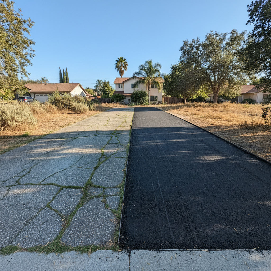 Completed asphalt milling work at a residential property in Van Nuys, CA