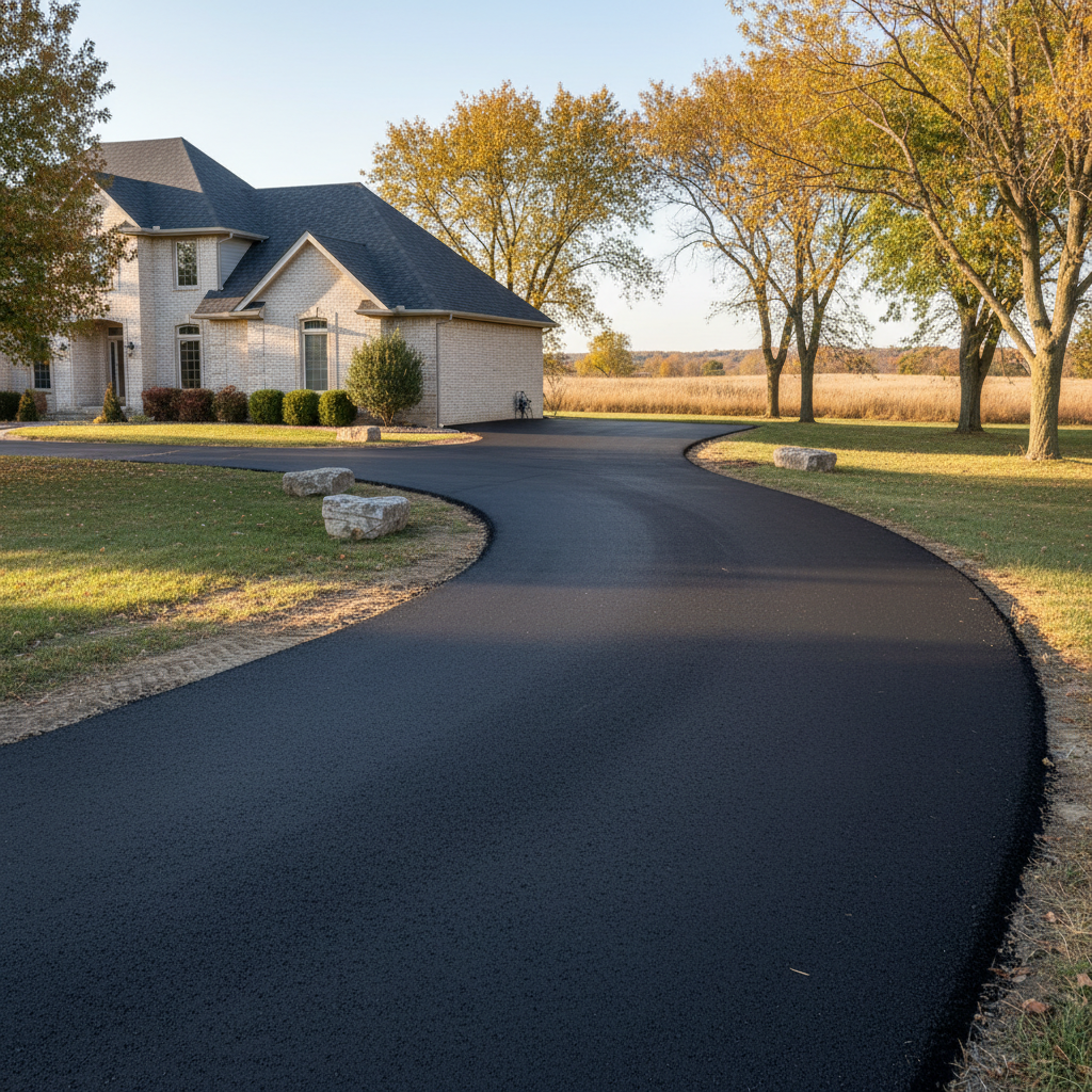 Completed residential asphalt work at a residential property in Clearwater , KS