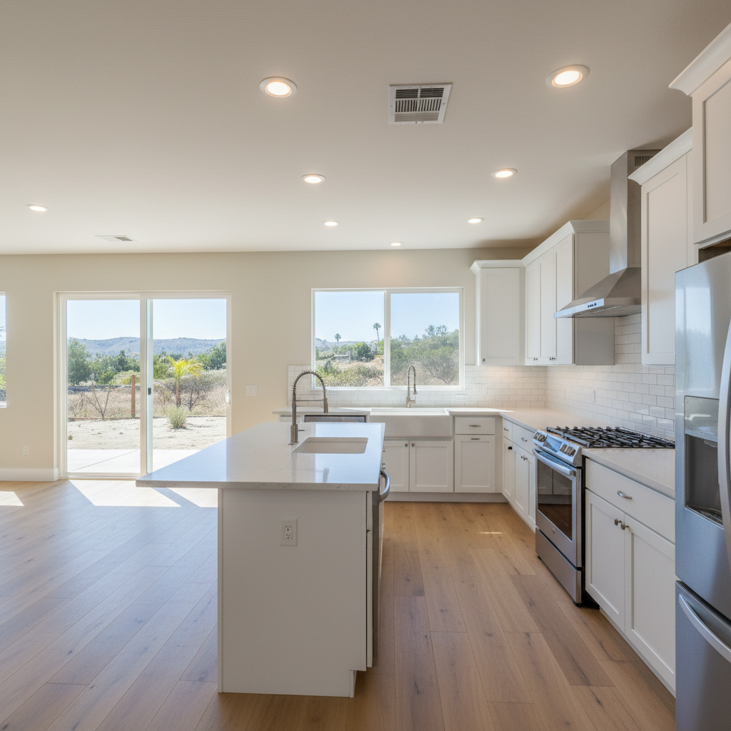 Completed kitchen remodel work at a residential property in Corona, CA