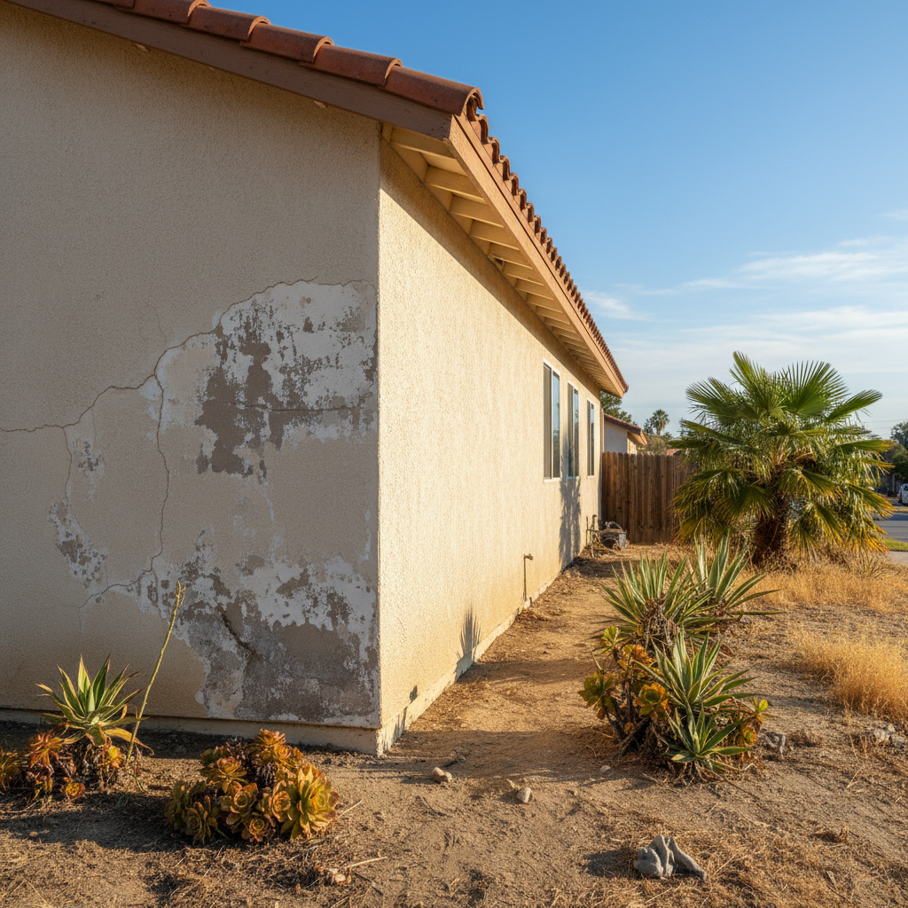 Completed stucco replacement work at a residential property in San Dimas, CA