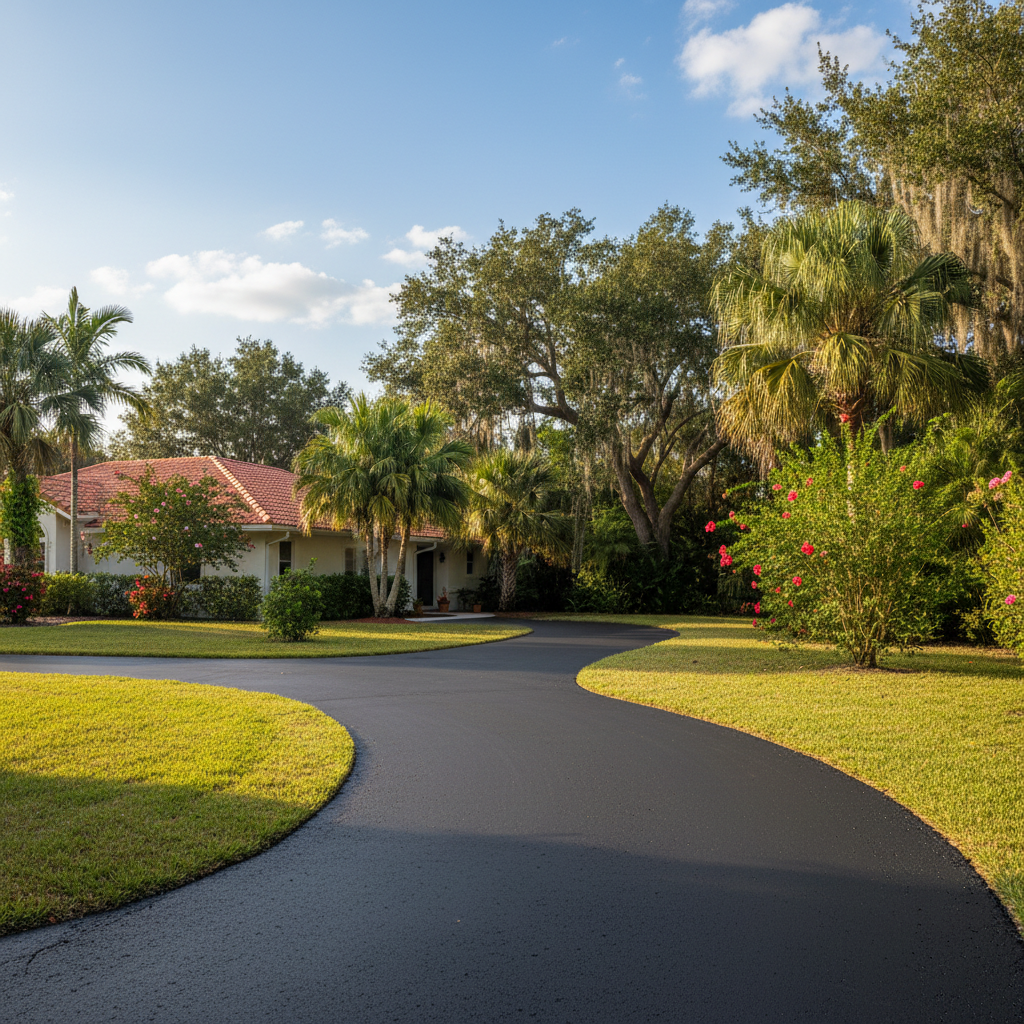 Completed residential asphalt work at a residential property in Sunrise, FL