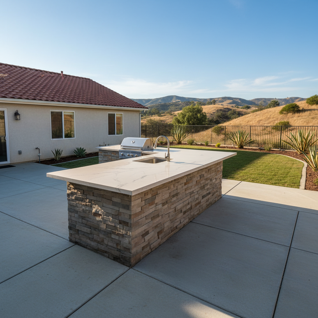 Completed countertop installation work at a residential property in Corona, CA