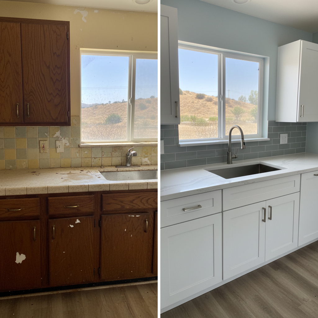 Completed countertop installation work at a residential property in Inglewood, CA