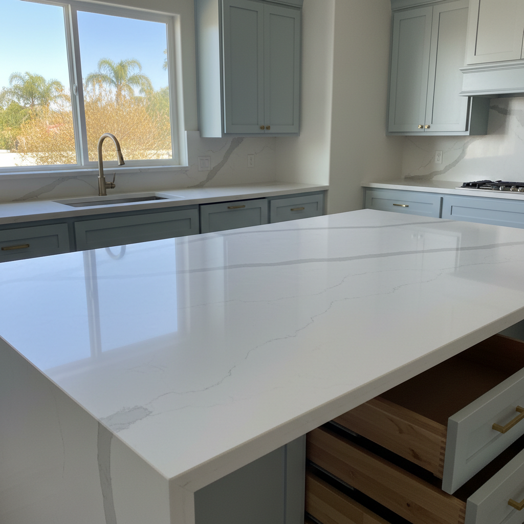 Completed kitchen island installation work at a residential property in Inglewood, CA